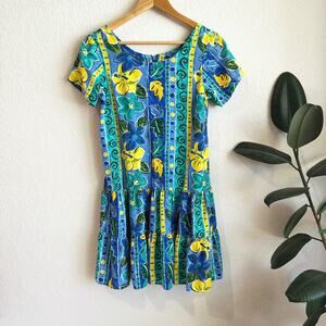 VTG Liberty House Young Hawaii Dress Size Petite Tiered Floral Boho 90s Vacation
